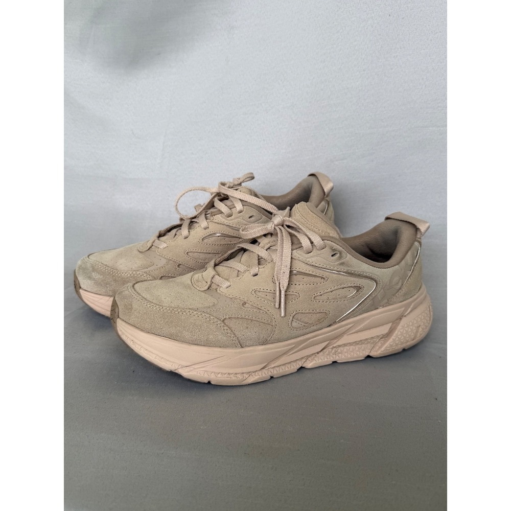 Hoka One One Clifton L Suede Shifting Sand Dune Sneakers Mens Lifestyle Shoes